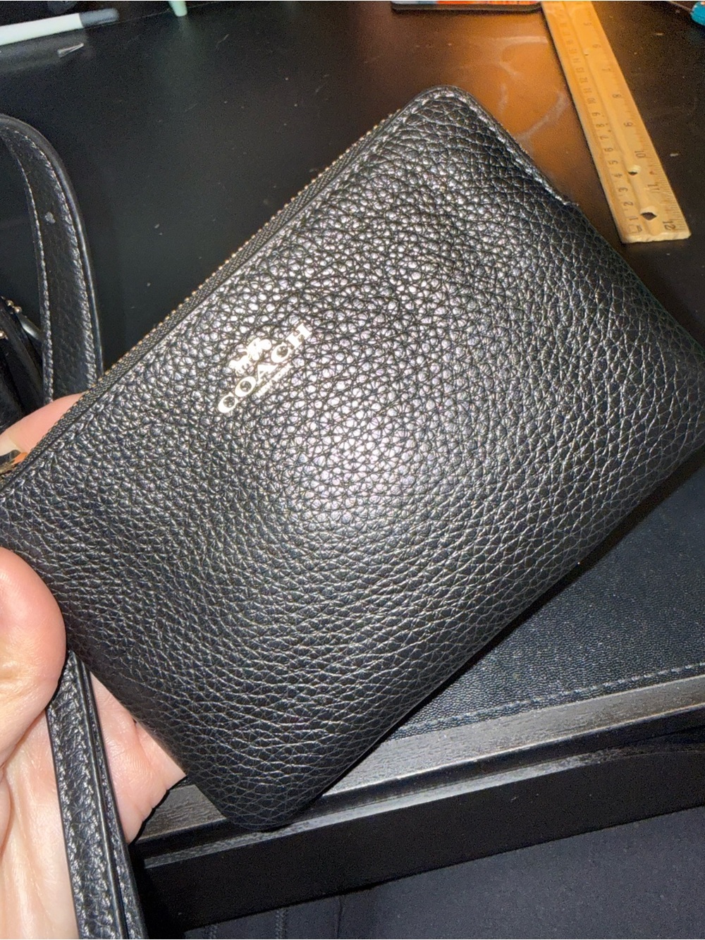 Coach black pebble leather crossbody/shoulder bag w/ wristlet - Picture 5 of 7